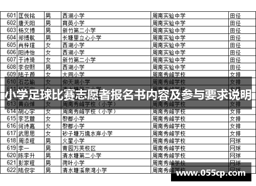 小学足球比赛志愿者报名书内容及参与要求说明